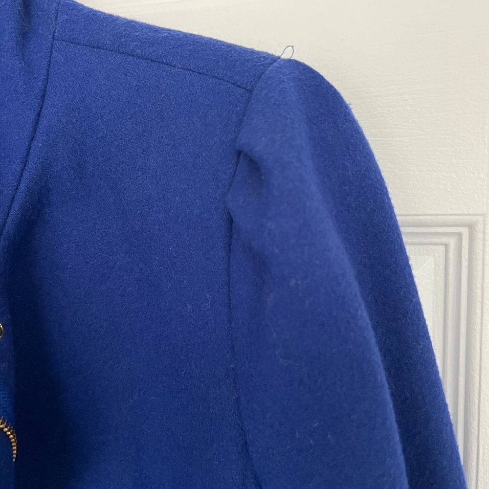 Banana Republicans Colbalt Blue Puff Sleeve Wool Coat - Picture 5 of 9